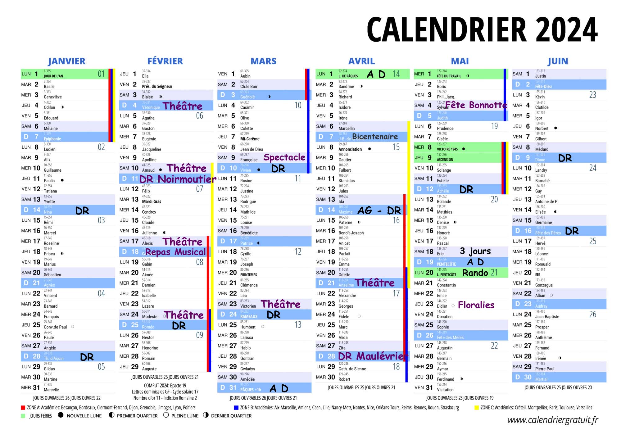 Decouvr'Yon Calendrier 2024 1er Semestre