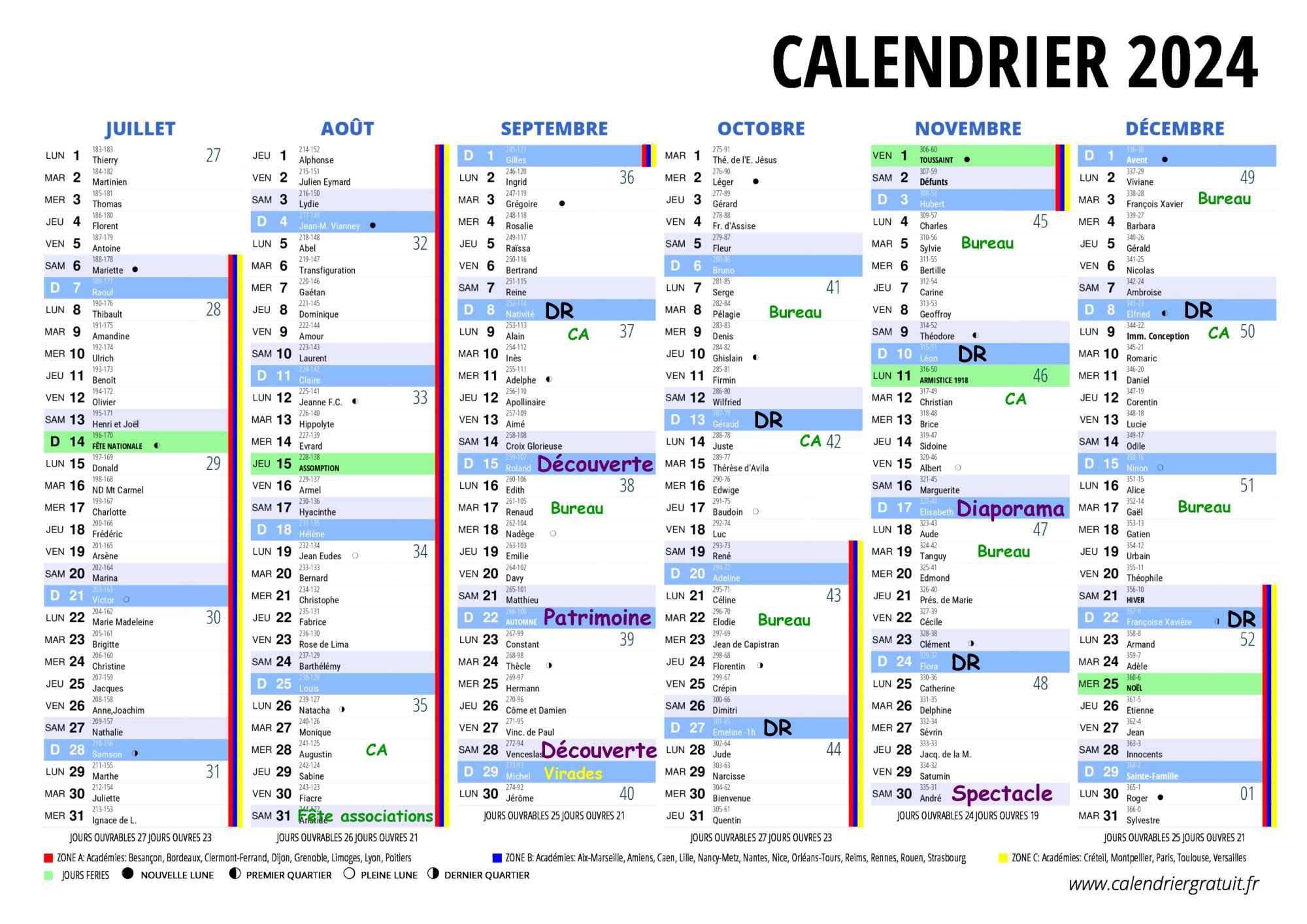 Decouvr'Yon Calendrier 2024 2nd Semestre
