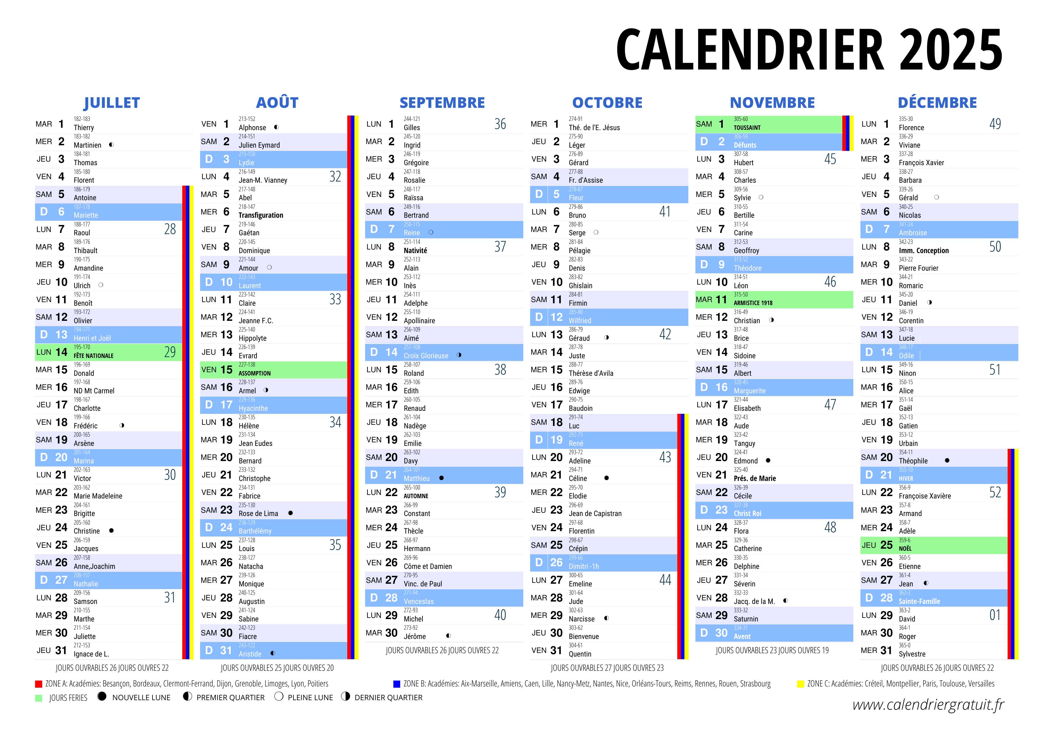 Calendrier 2025-2