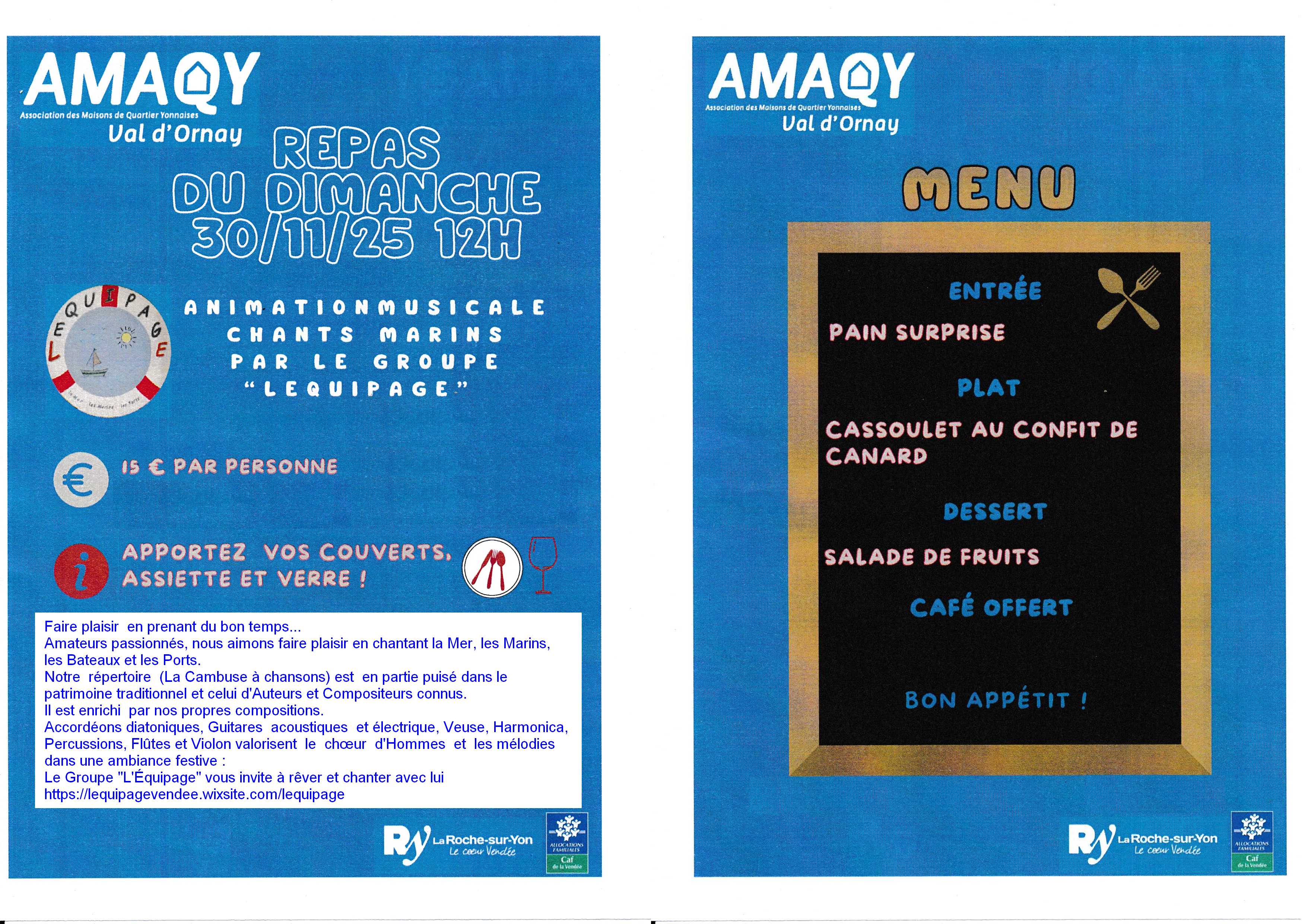 Repas anim avec le Groupe de Chants marins L'quipage  la Genraudire (Vende)