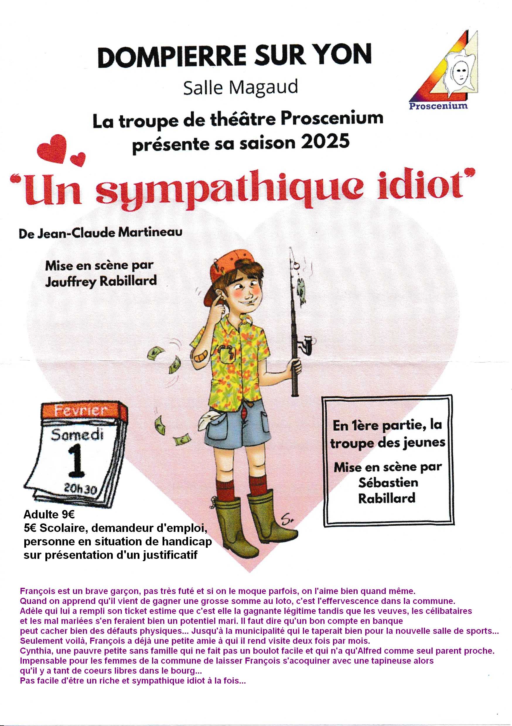 Thtre "Un sympathique idiot" avec la Troupe Proscenium,  Dompierre-sur-Yon (Vende)