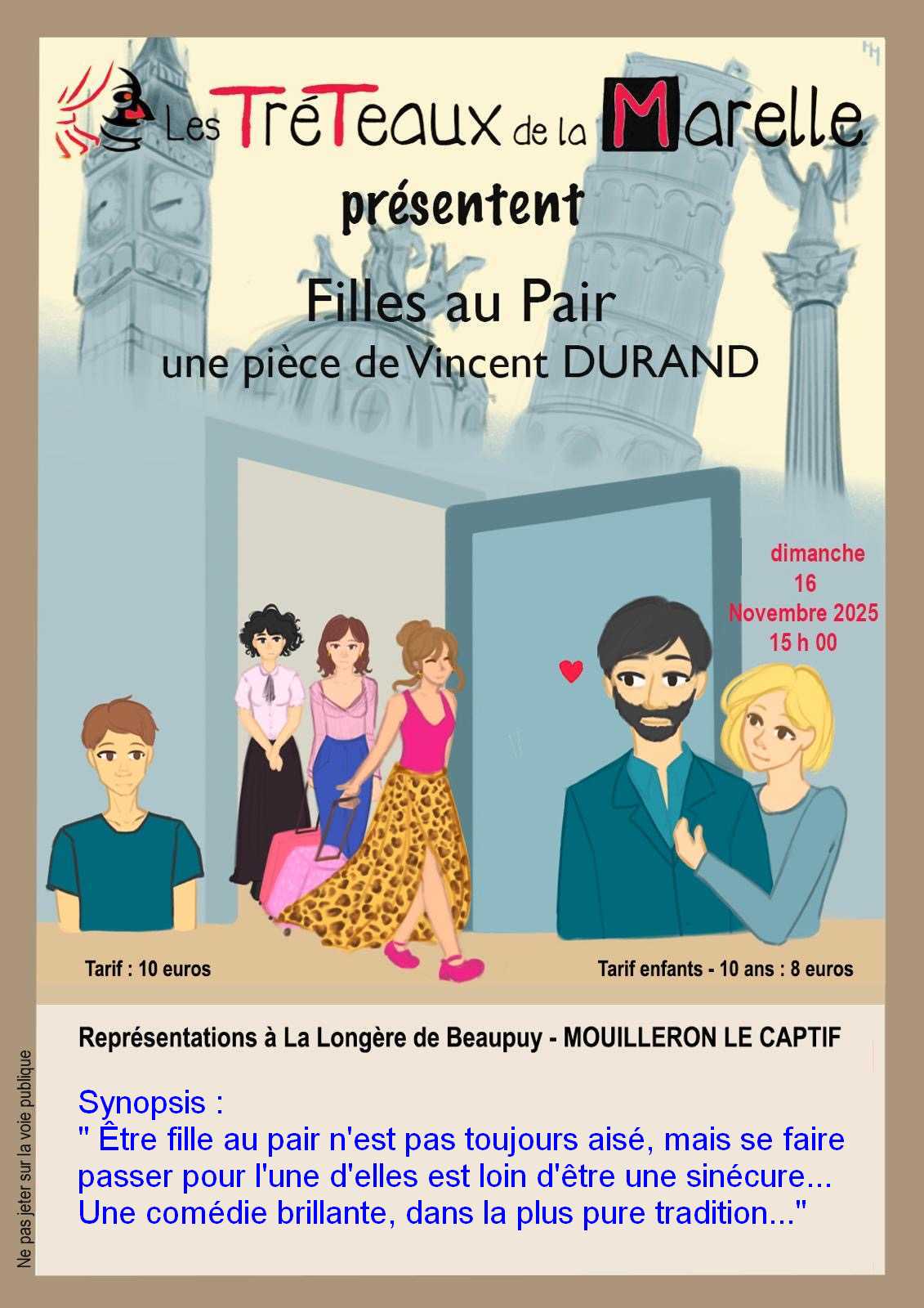 "Filles au pair" de Vincent DURAND par Les Trteaux de la Marelle,  Mouilleron-le-Captif